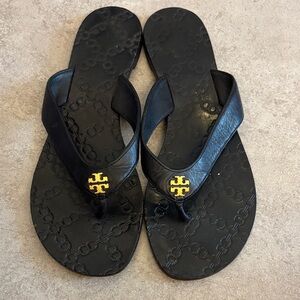 Tory Burch Black and Gold Sandals
